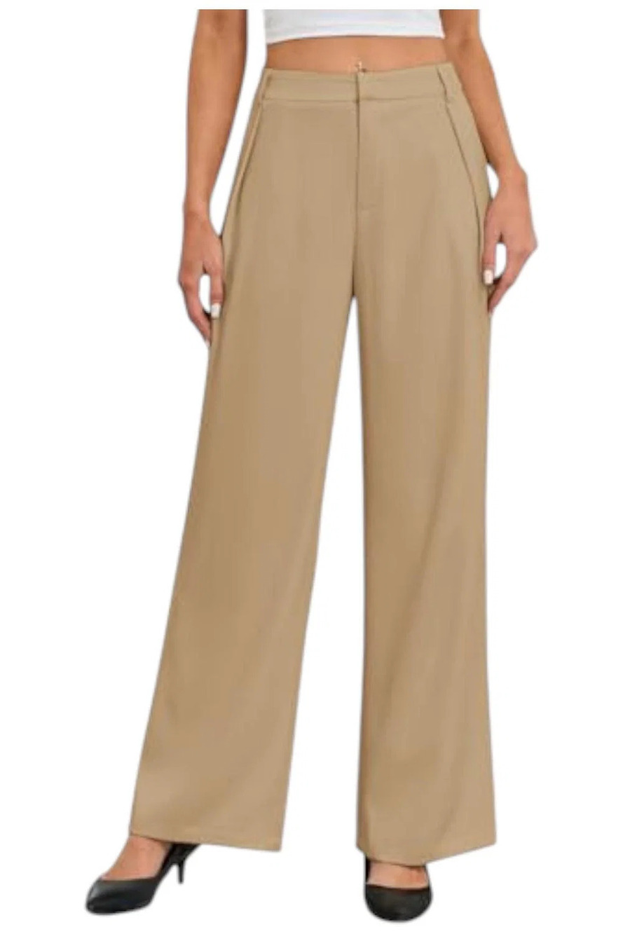 Gracyoga Women's High Waisted Wide Leg Pants Khaki - Regular